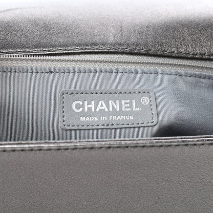 Chanel Metallic Lambskin Perforated New Medium Boy Flap Dark Silver 6 of 9