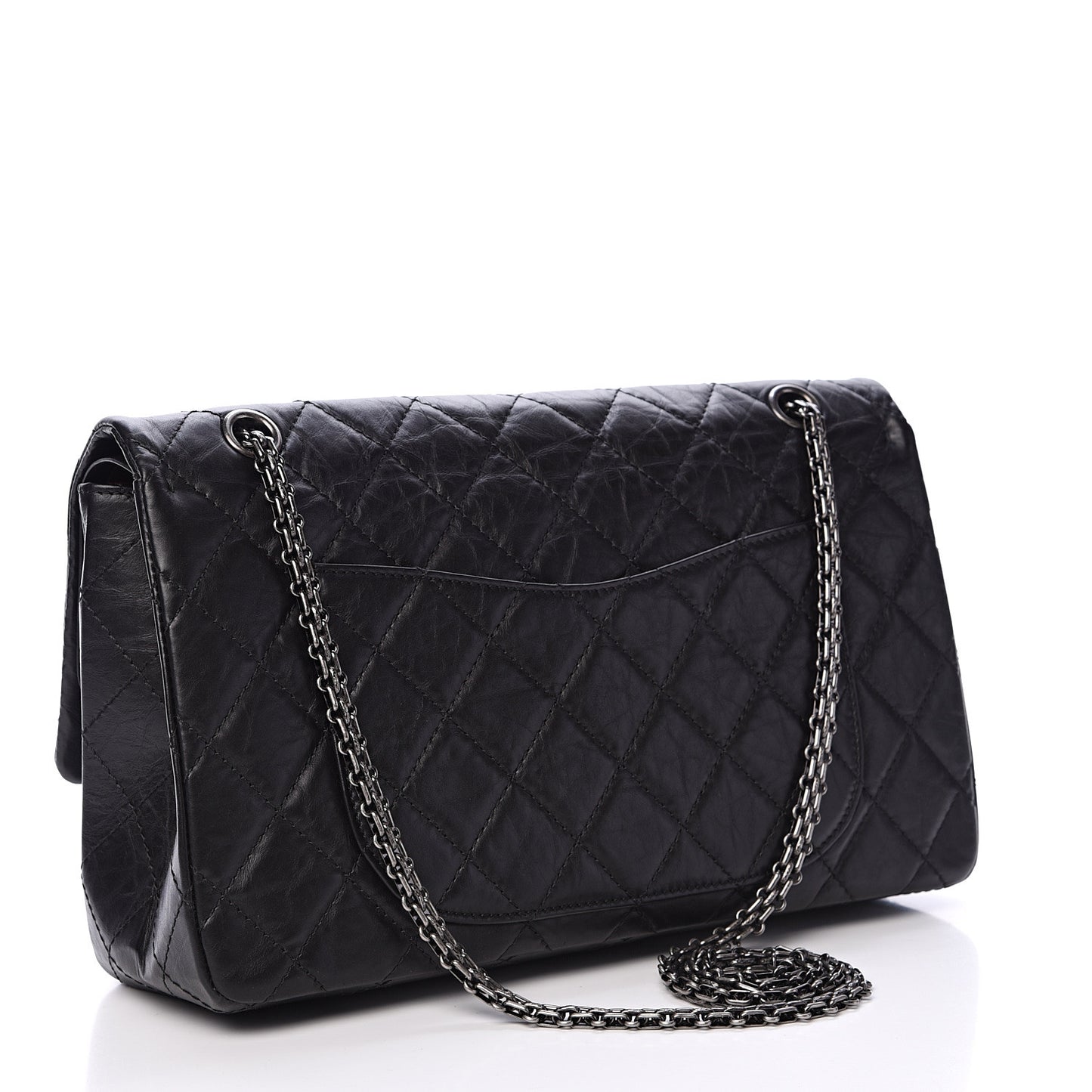 Aged Calfskin Quilted 2.55 Reissue 227 Flap Black