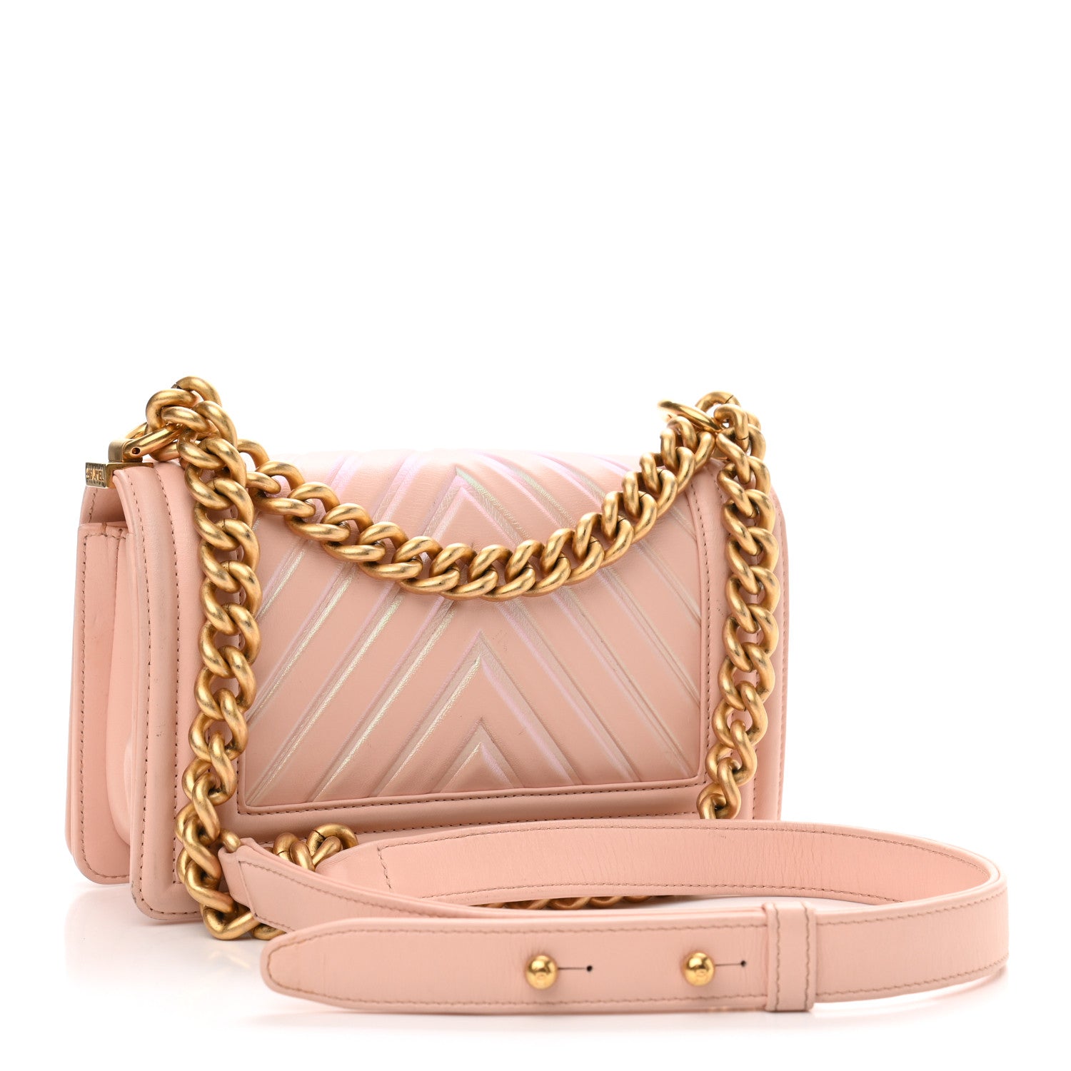 Chanel Calfskin Painted Chevron Embossed Small Boy Flap Ivory 3 of 13