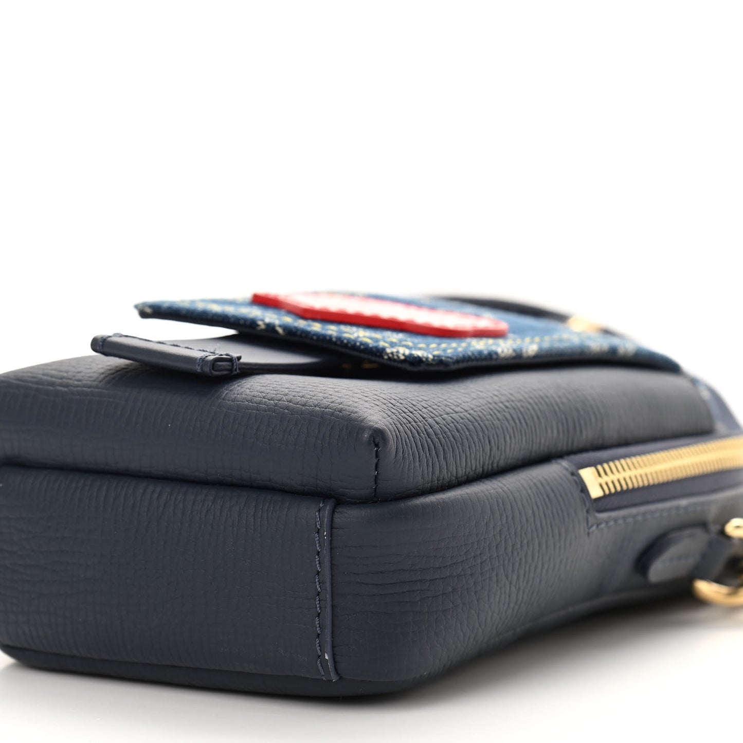 X NIGO Denim Monogram Flat Double Phone Pouch