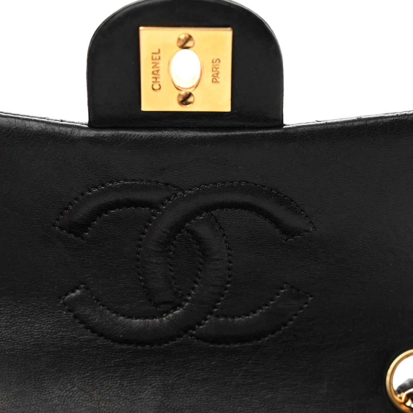 Lambskin Quilted Mini Square Flap Black