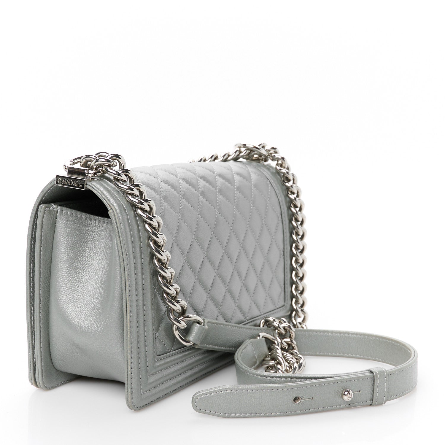 Chanel Metallic Caviar Quilted Medium Boy Flap Silver 3 of 11