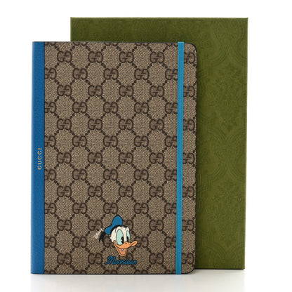 Gucci X DISNEY GG Supreme Monogram Textured Dollar Calfskin Donald Duck Notebook Beige Ebony Blue 7 of 7