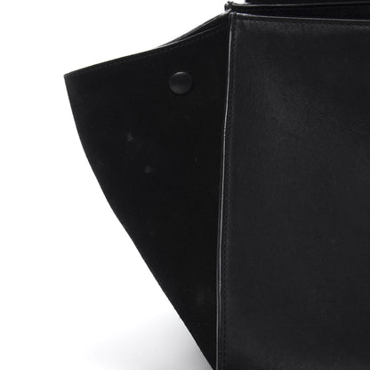 Celine Smooth Calfskin Suede Medium Bi-Color Trapeze Black 11 of 16