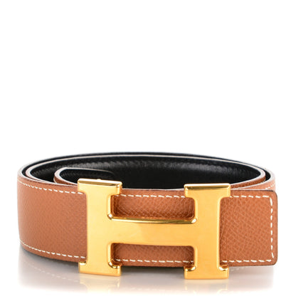 Hermes Box Courchevel 32mm H Belt 65 Black Gold 1 of 7