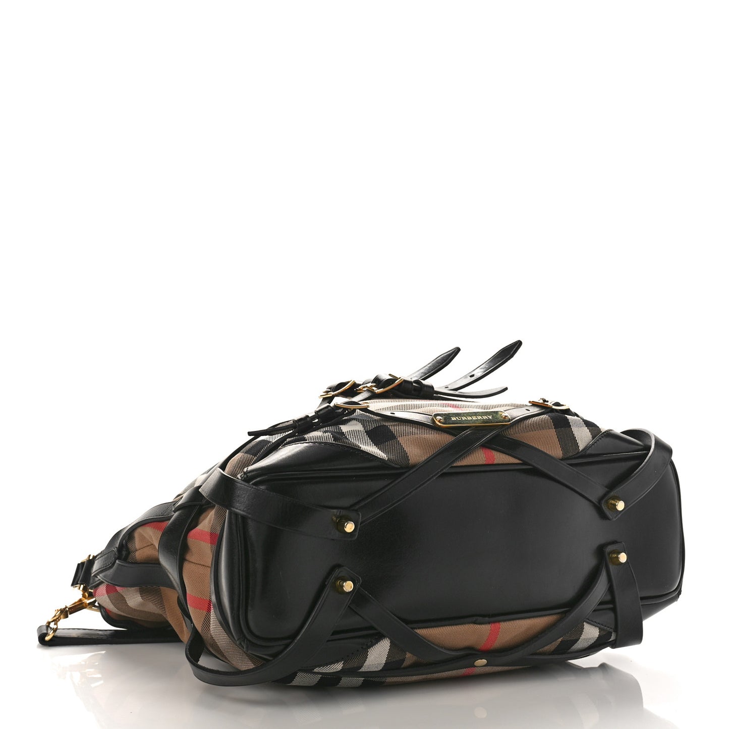 House Check Bridle Calfskin Medium Gosford Hobo Black