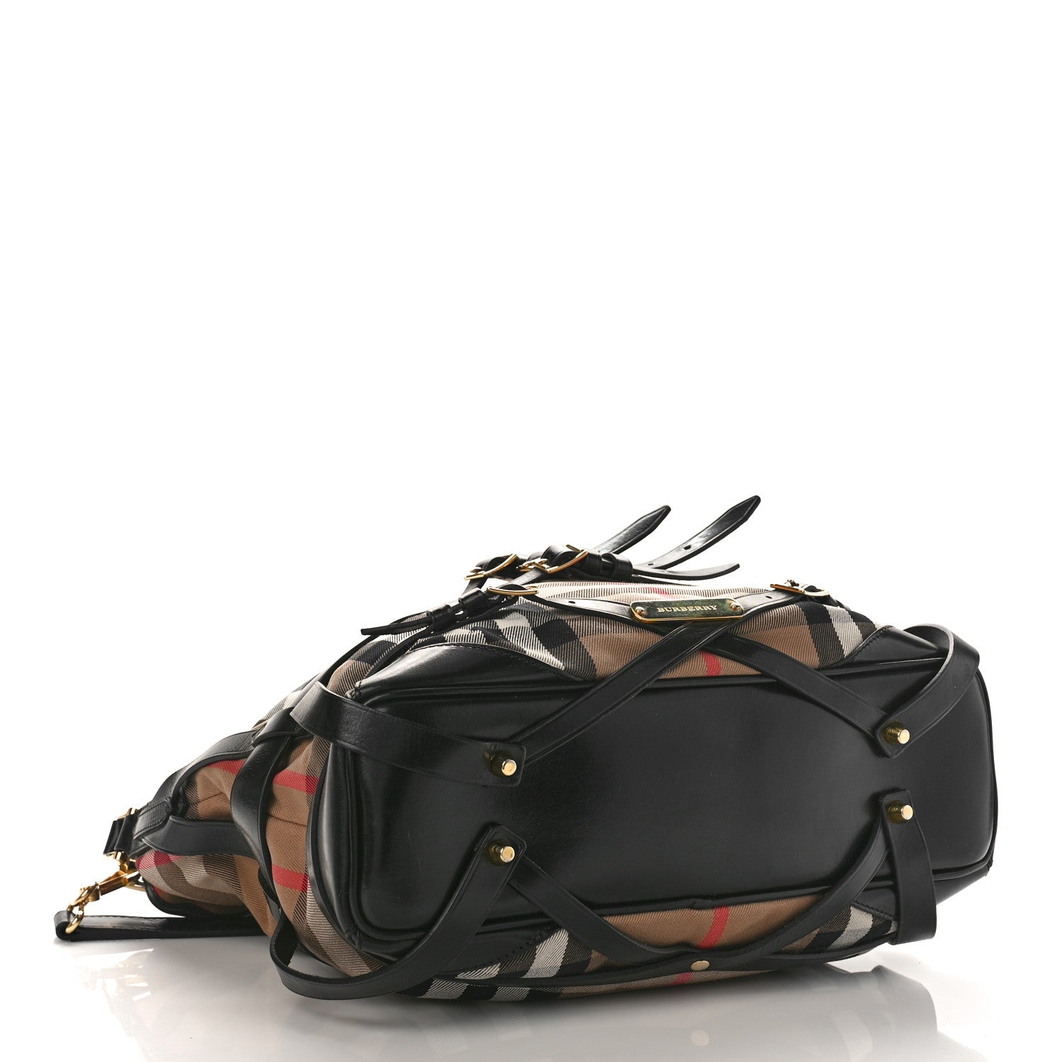 Burberry House Check Bridle Calfskin Medium Gosford Hobo Black 4 of 8