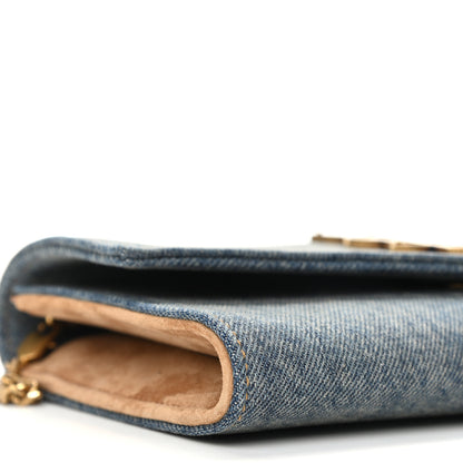 Saint Laurent Denim Monogram Chain Wallet Rodeo Blue Cinnamon 9 of 11