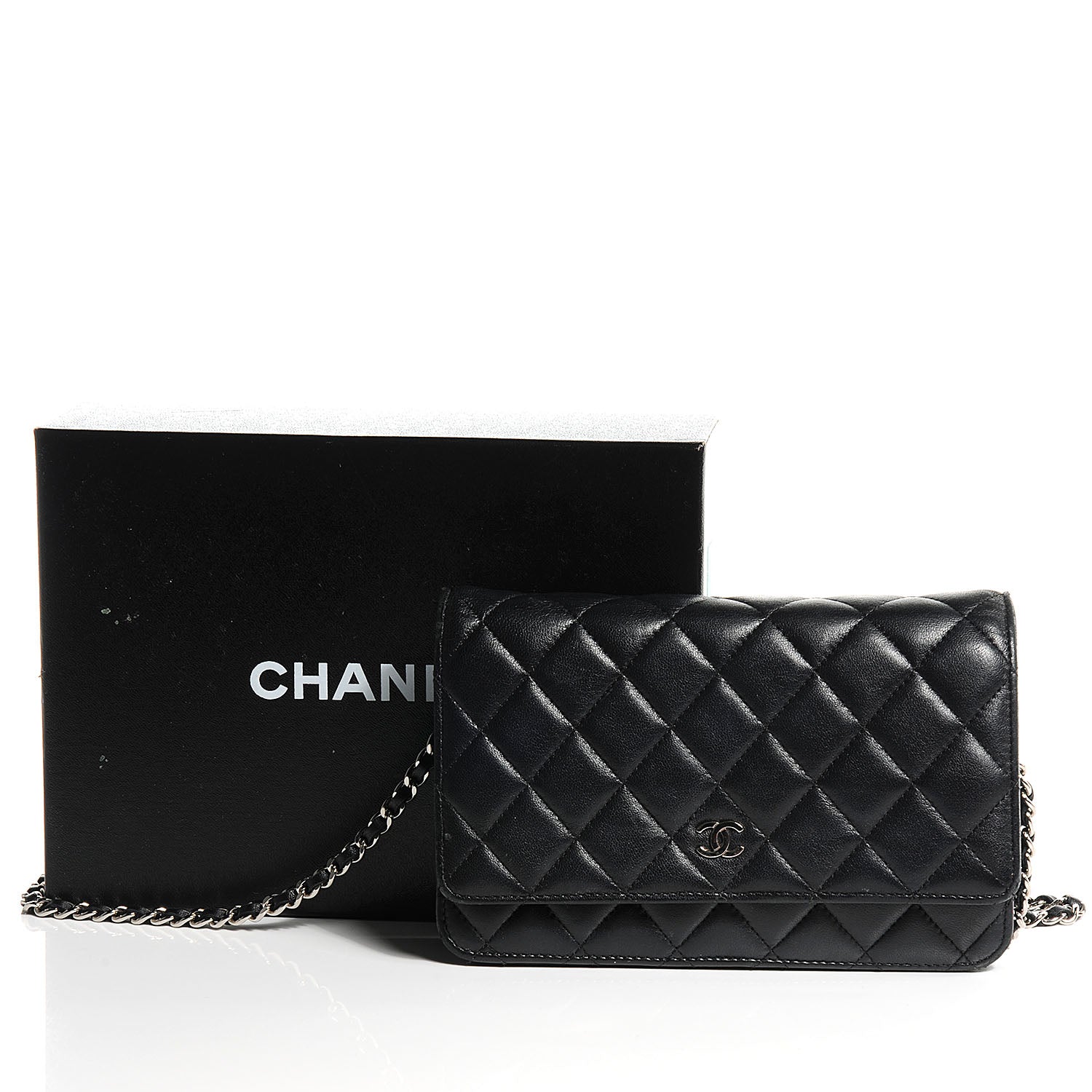 Chanel Lambskin Quilted Wallet On Chain WOC Black 5 of 8