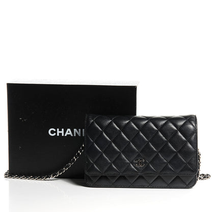Chanel Lambskin Quilted Wallet On Chain WOC Black 5 of 8