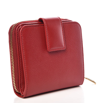 Saint Laurent Calfskin Compact Wallet Red 3 of 7