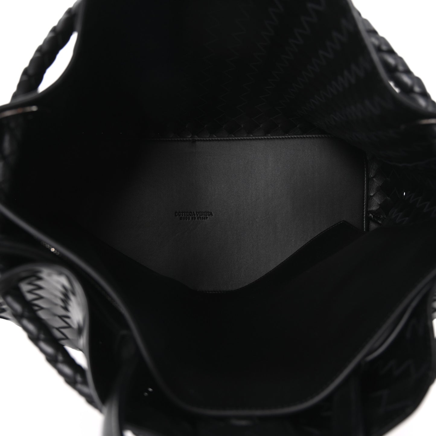 Nappa Intrecciato Large Andiamo Shoulder Bag Black