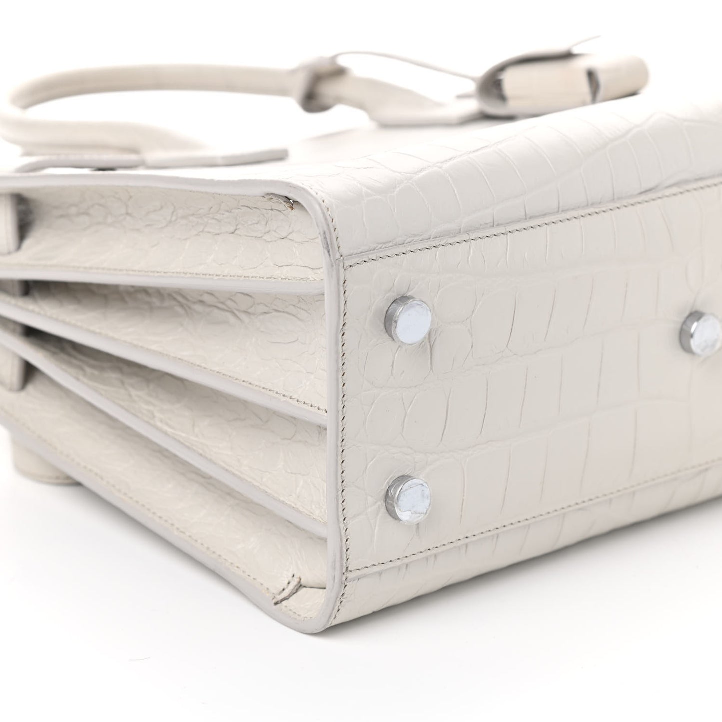 Calfskin Crocodile Embossed Baby Sac De Jour Gris Perle