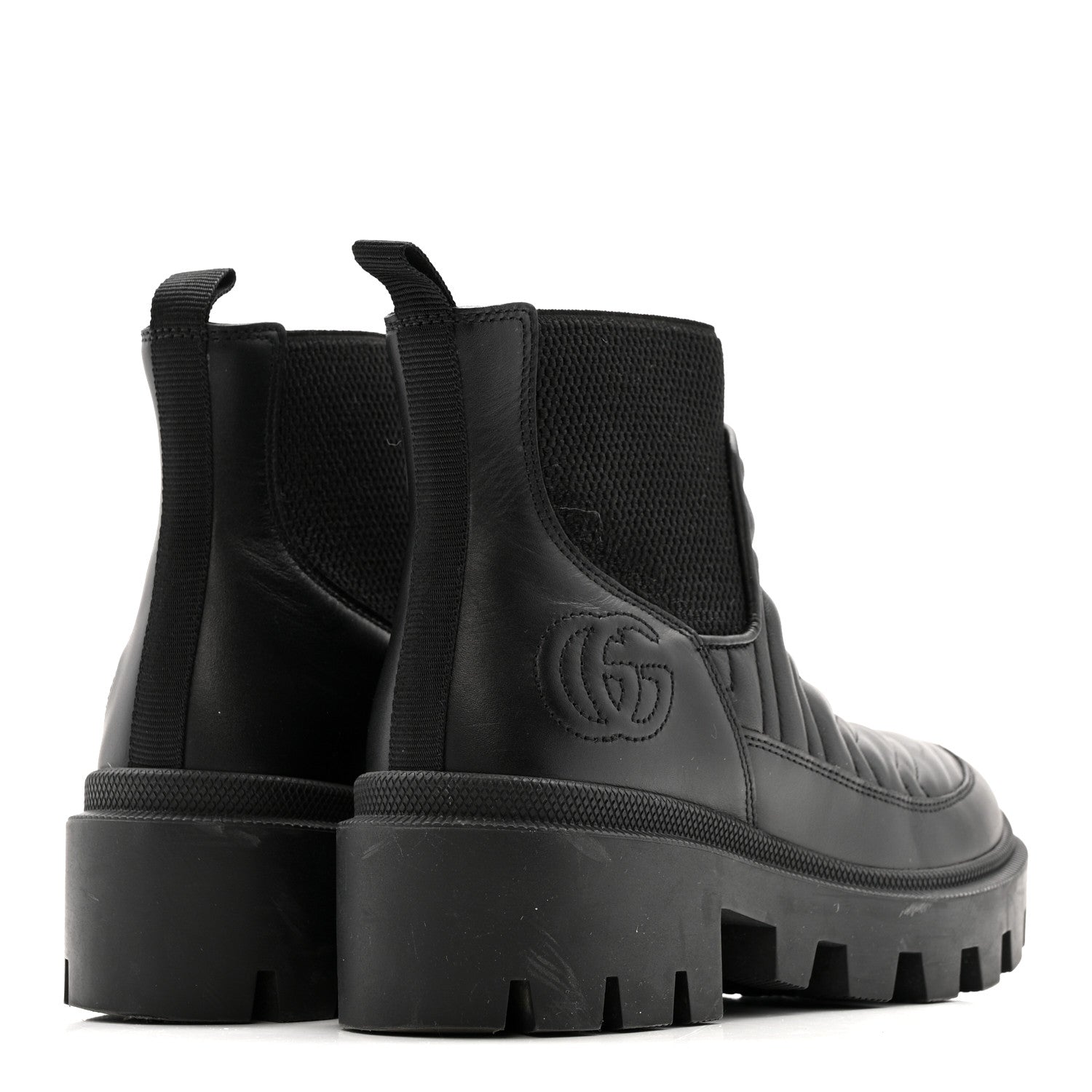 Gucci Calfskin Nappa Matelasse Frances Chelsea Boots 35.5 Black 9 of 28
