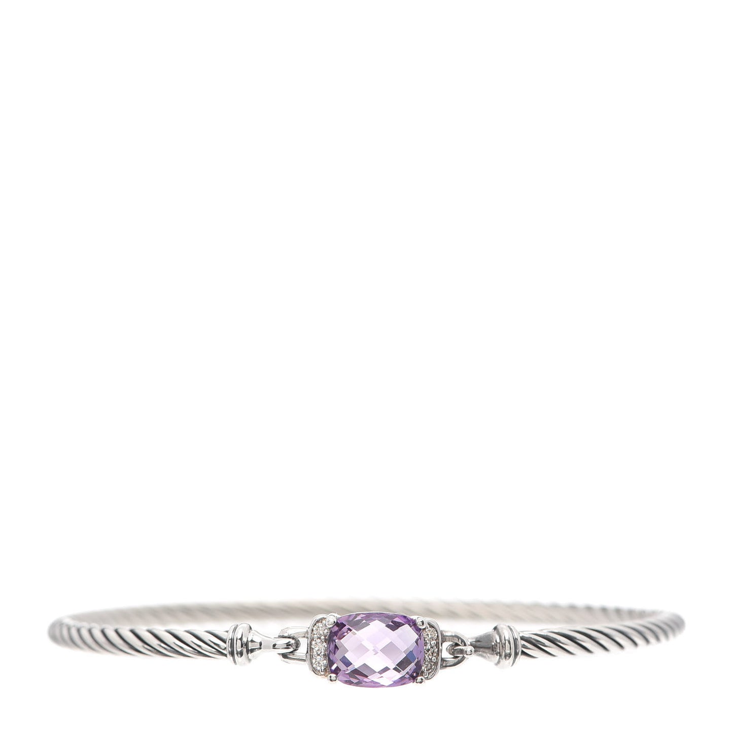 Sterling Silver Diamond Amethyst 3mm Petite Wheaton Bracelet