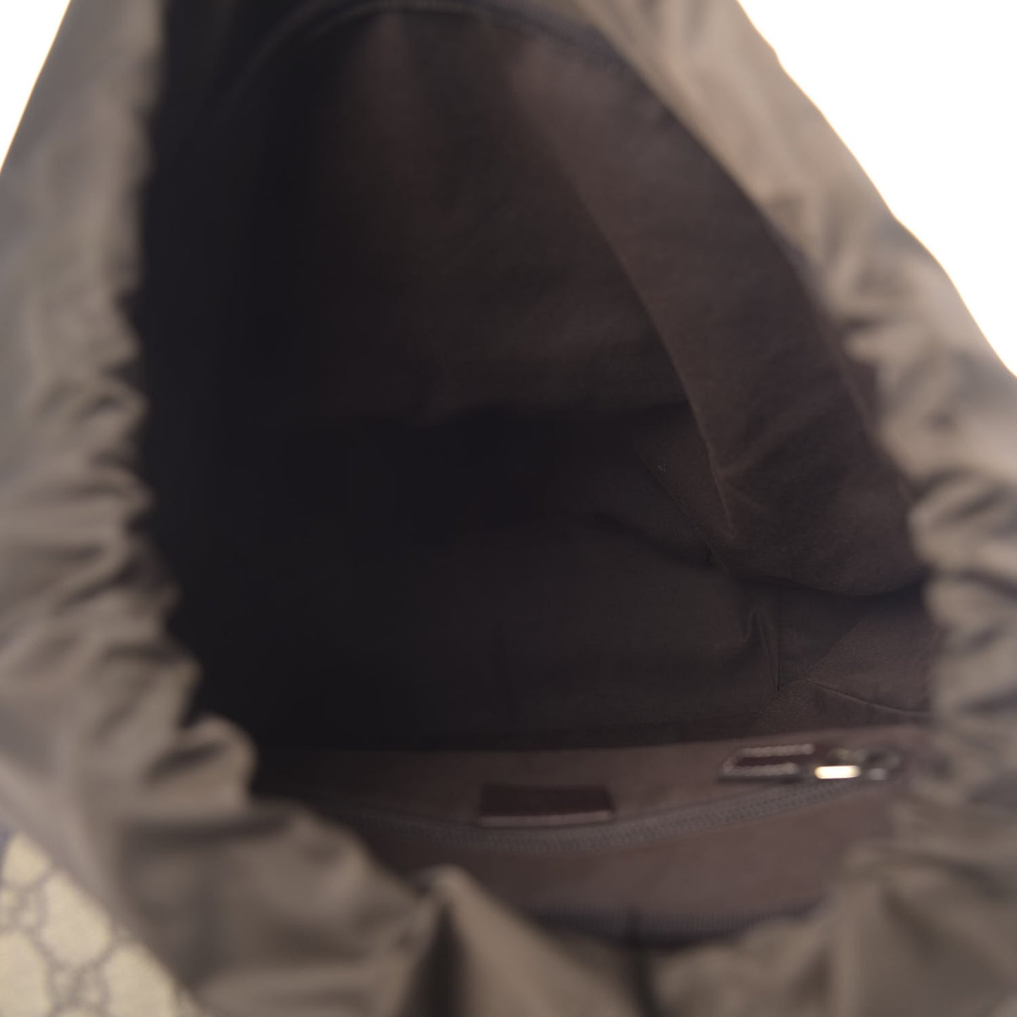 GG Supreme Monogram Medium Single Buckle Rucksack Backpack Beige Ebony Brown