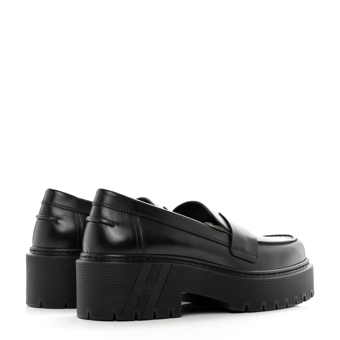 Glazed Calfskin Womens Hitch Loafers 36.5 Black