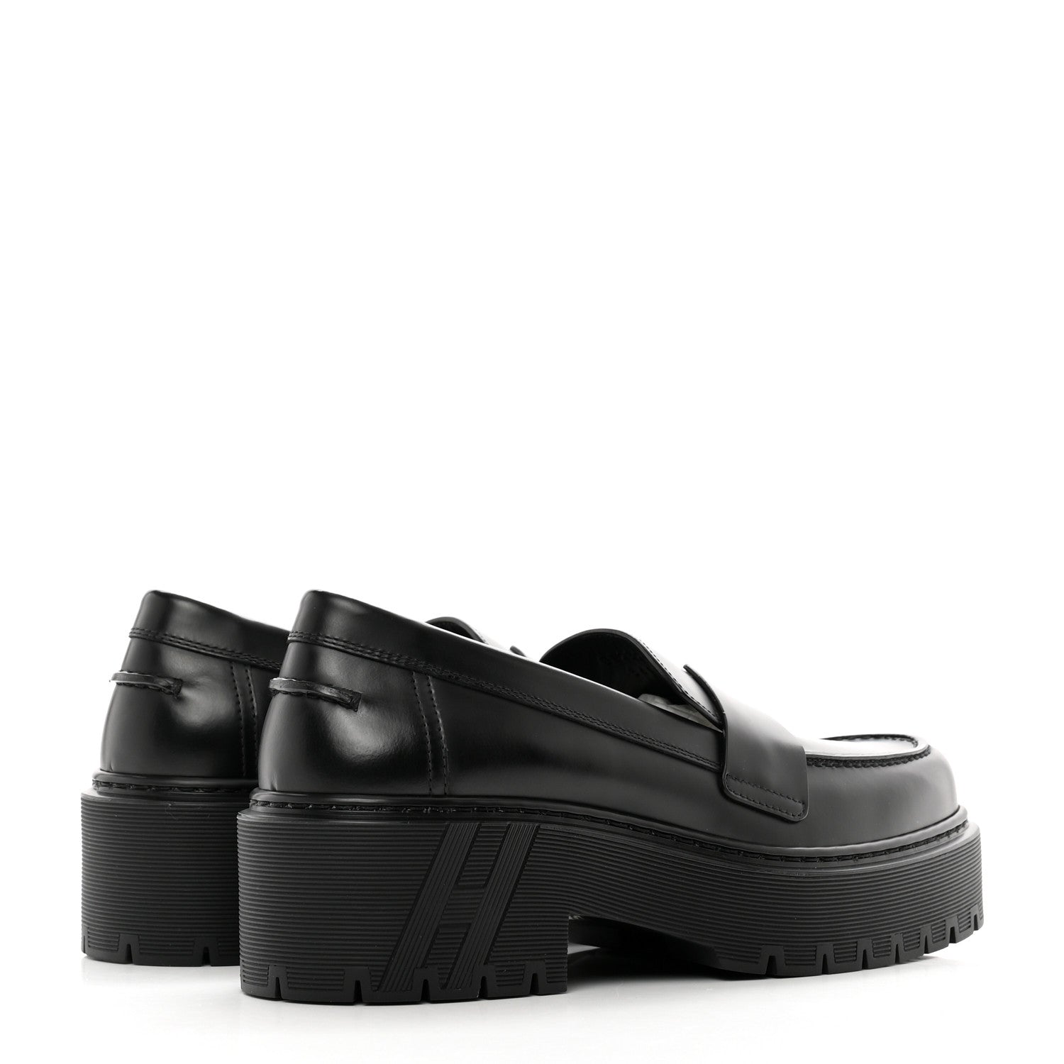 Hermes Glazed Calfskin Womens Hitch Loafers 36.5 Black 4 of 9