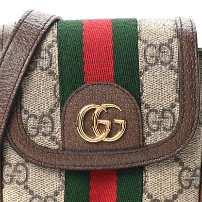Gucci GG Supreme Monogram Web Ophidia Phone Crossbody Bag Beige New Acero 8 of 10