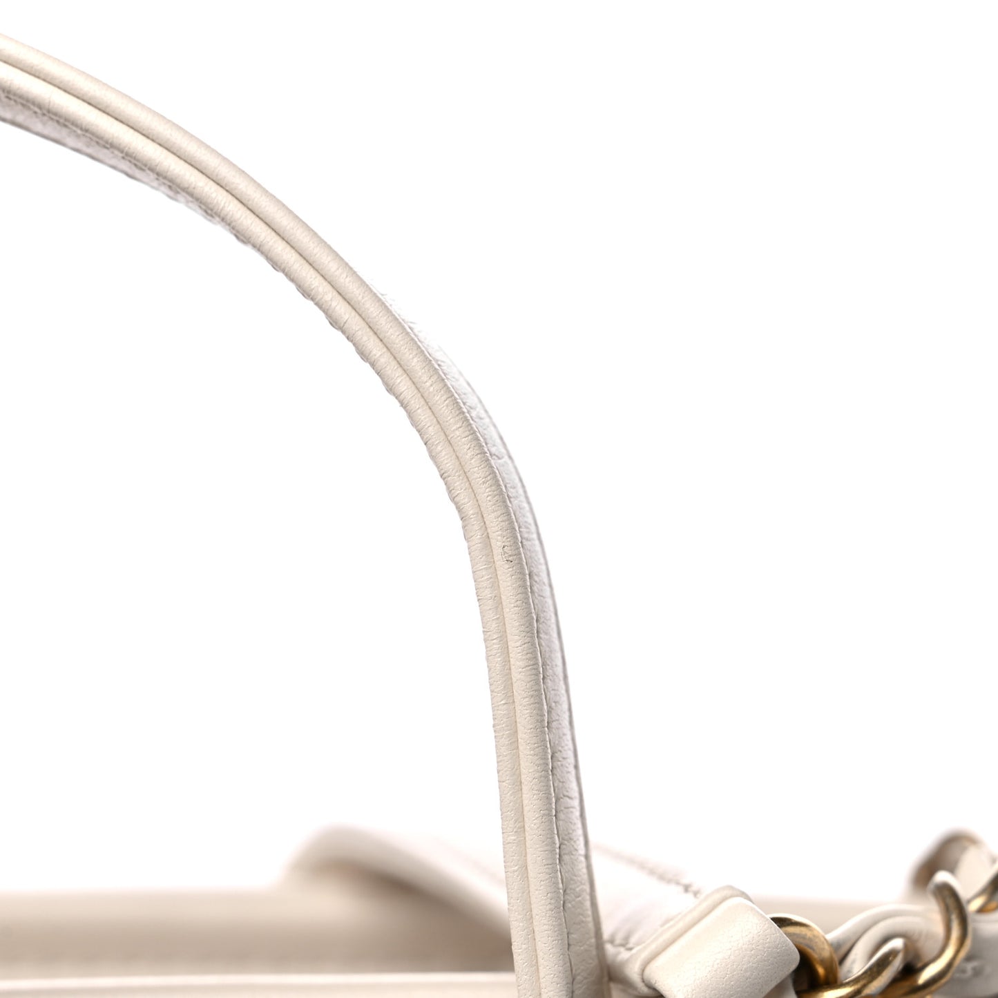 Aged Calfskin Small Charms Deauville Tote White