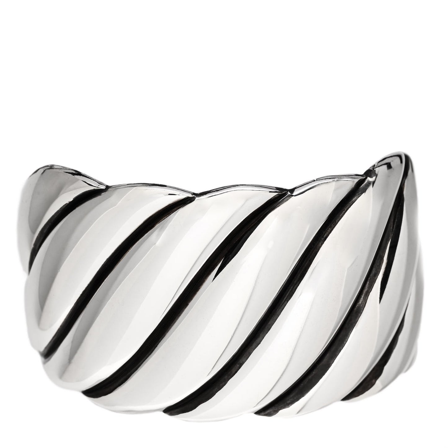 Sterling Silver Wide Sculpted Cable Cuff Bracelet