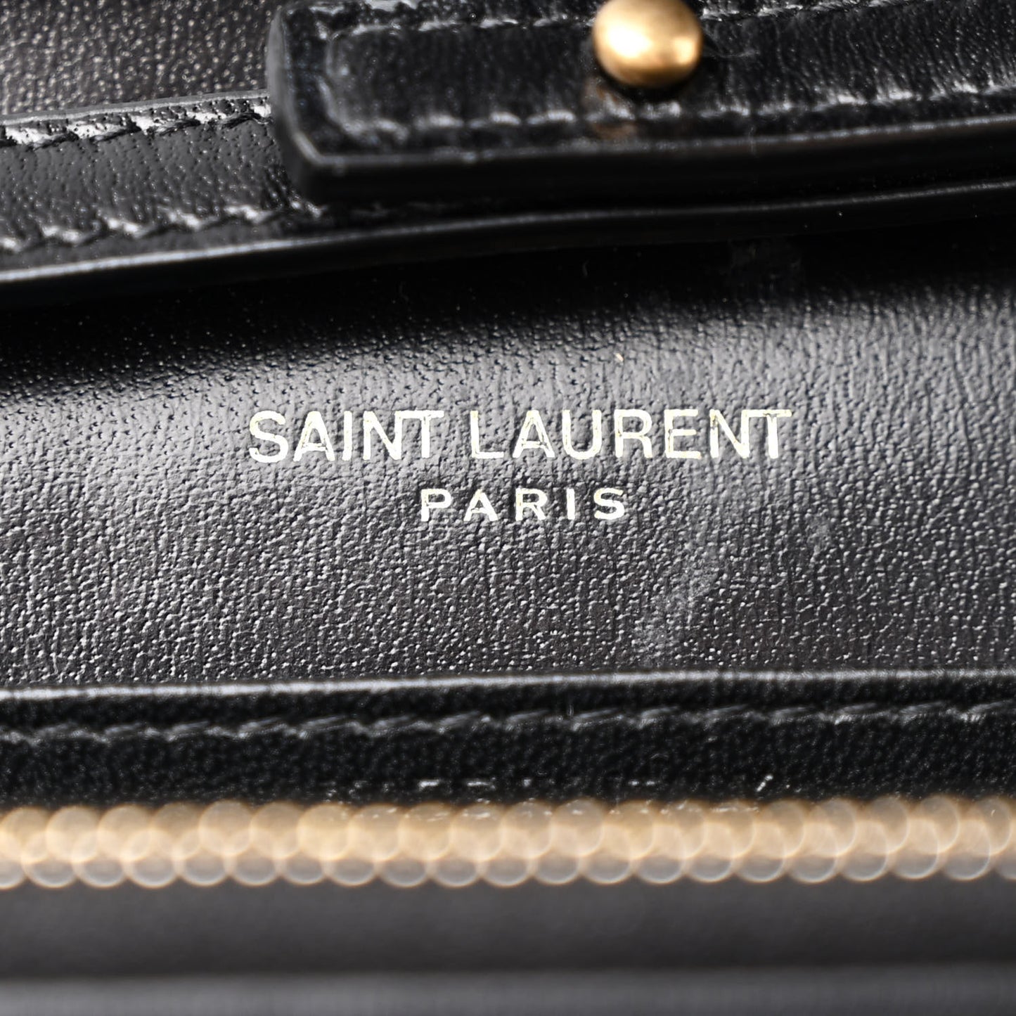 Glossy Calfskin Monogram Chain Wallet Black