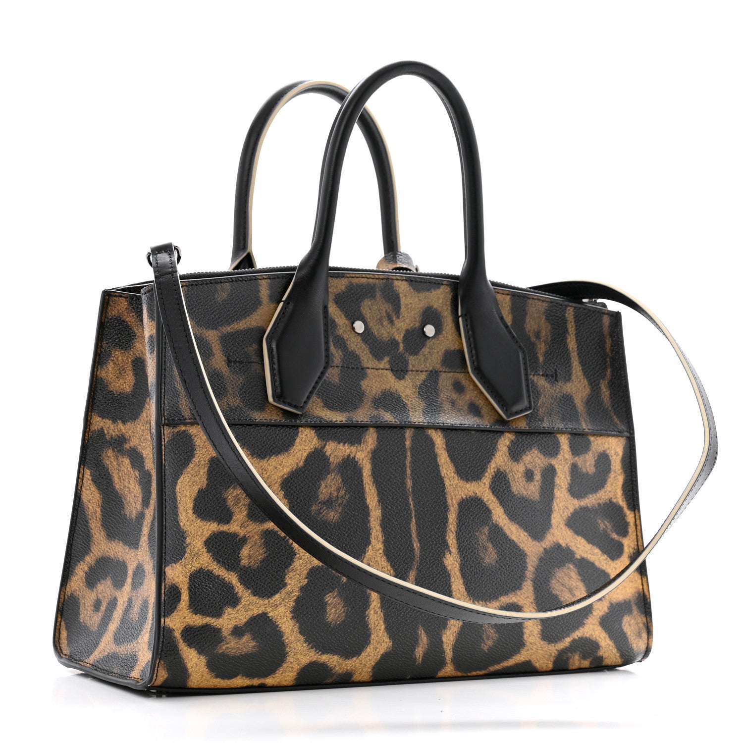 Louis Vuitton Canvas Calfskin Wild Animal Print City Steamer EW Marron 3 of 11