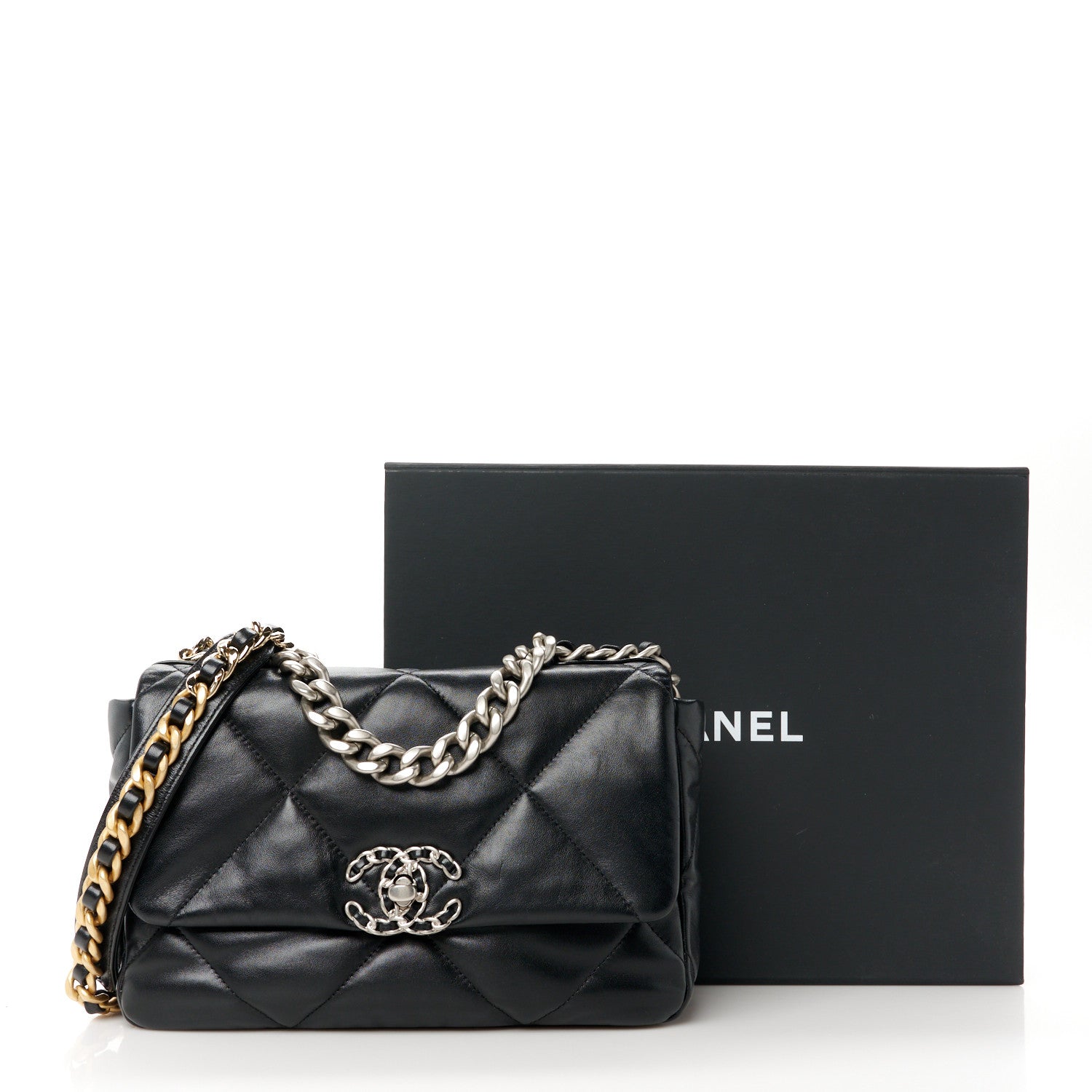 Chanel Lambskin Quilted Medium Chanel 19 Flap Black 1611676
