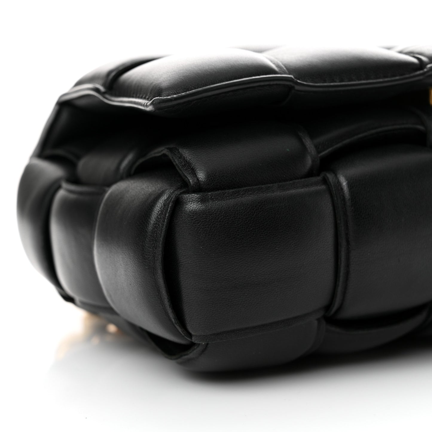 Lambskin Maxi Intreccio Padded Chain Cassette Crossbody Bag Black