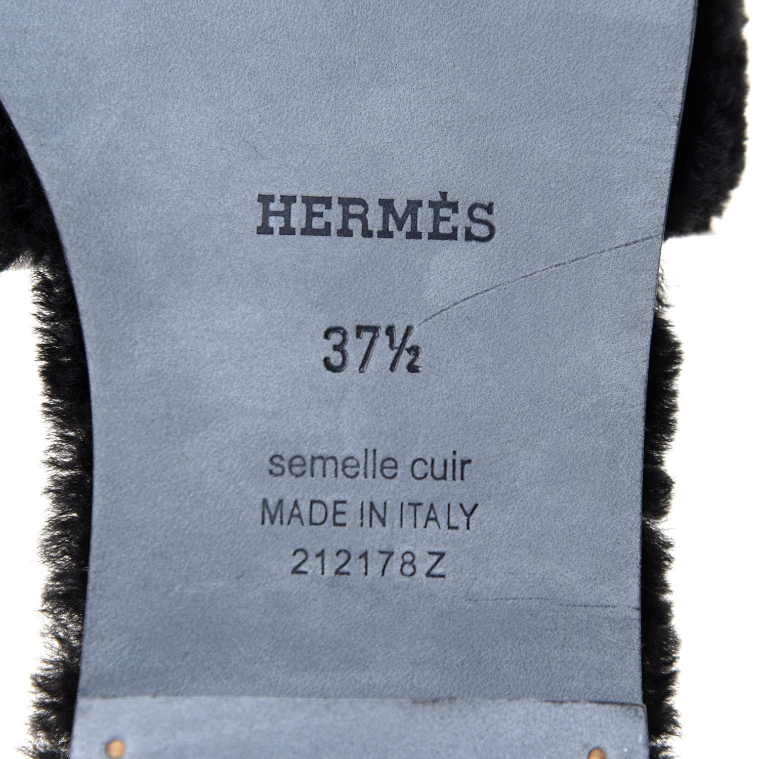 Hermes Woolskin Oran Sandals 37.5 Black 7 of 9