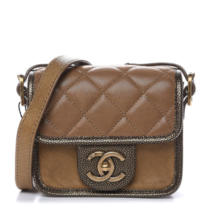 Chanel Iridescent Calfskin Back To School Mini Crossbody Flap Dark Gold 1 of 10