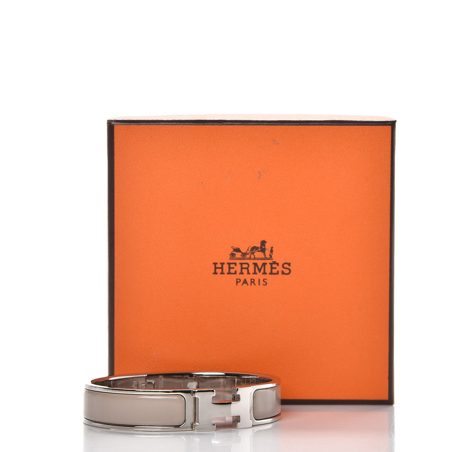 Enamel Narrow Clic Clac H Bracelet PM Marron Glace