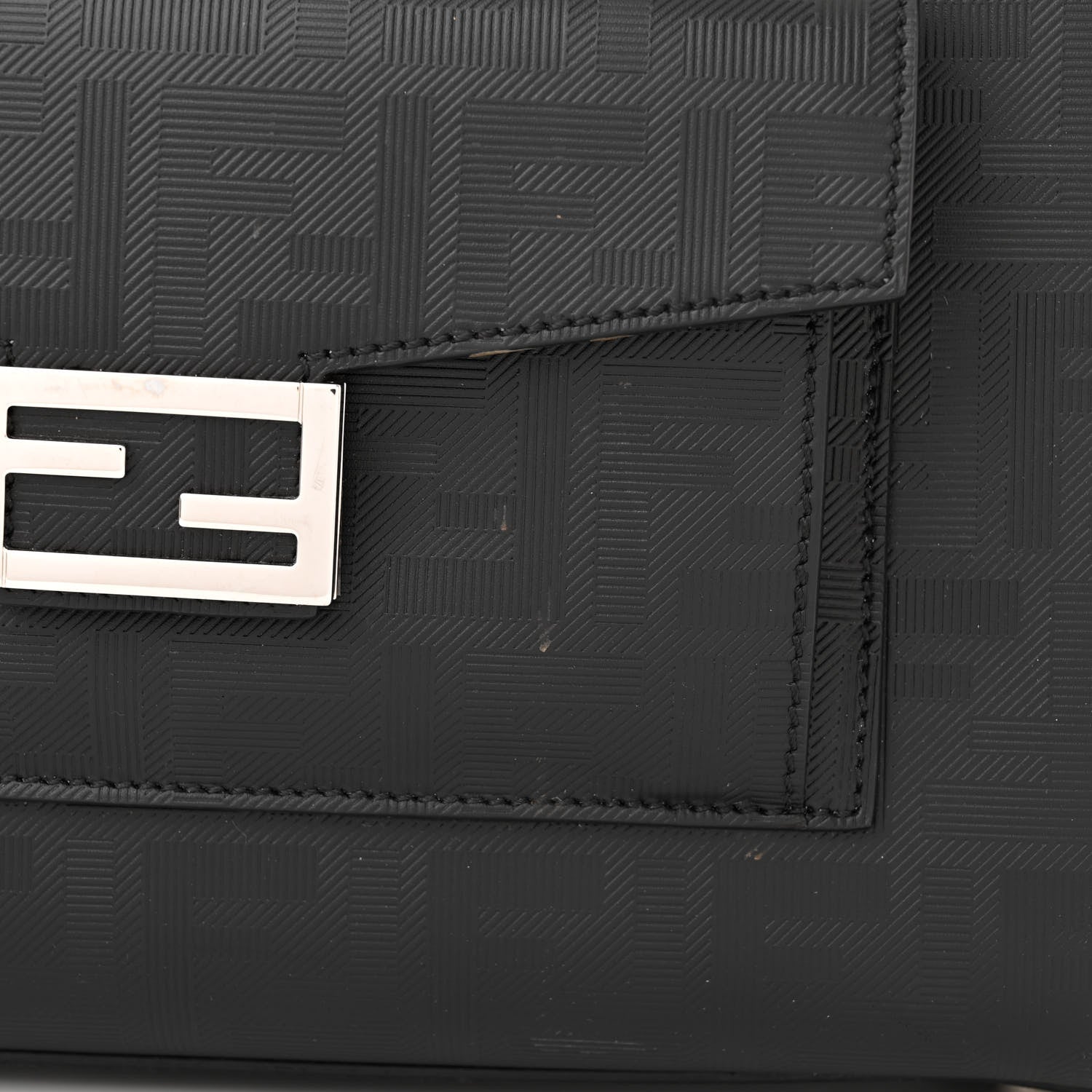 Fendi Vitello King FF Lines Embossed Large Soft Trunk Bag Black 11 of 14