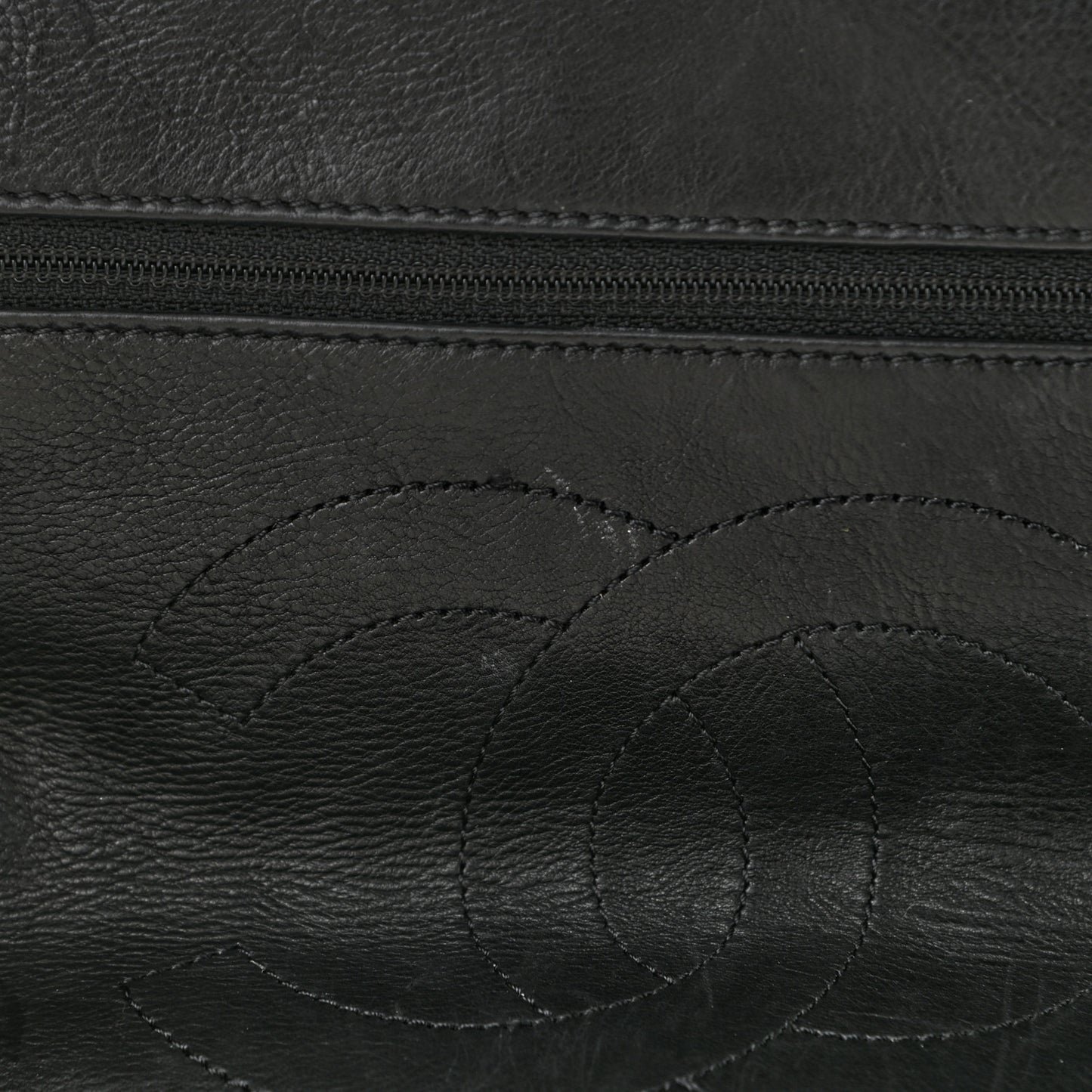 Calfskin Embossed Large Lucky Symbols Flap Black