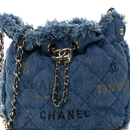 Chanel Denim Quilted Small Mood Bucket With Chain Blue Multicolor 8 of 10