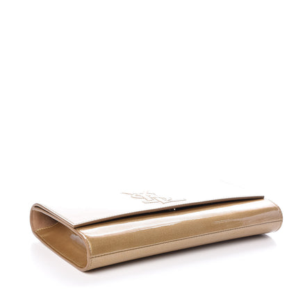 Saint Laurent Patent Linen Large Belle De Jour Clutch Champagne Gold 4 of 9