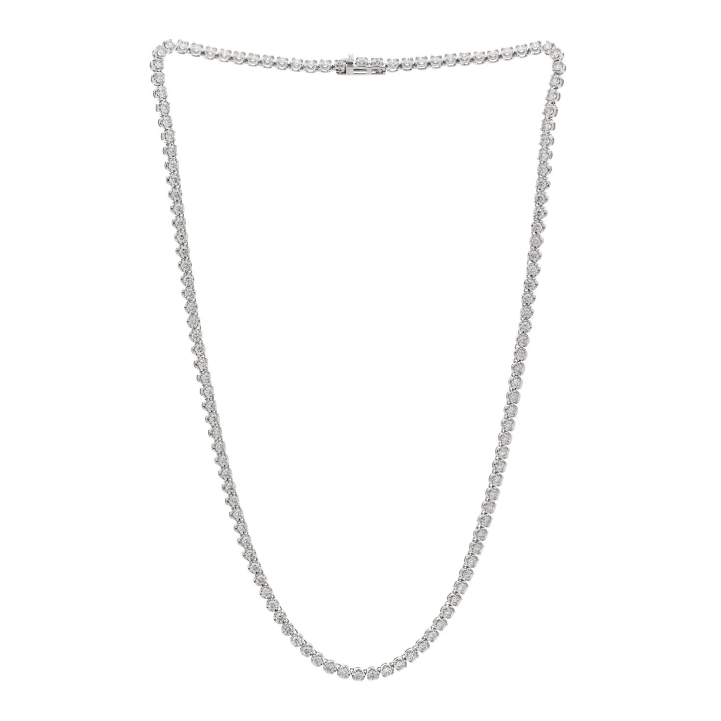 14K White Gold Diamond 4.96ctw Tennis Necklace