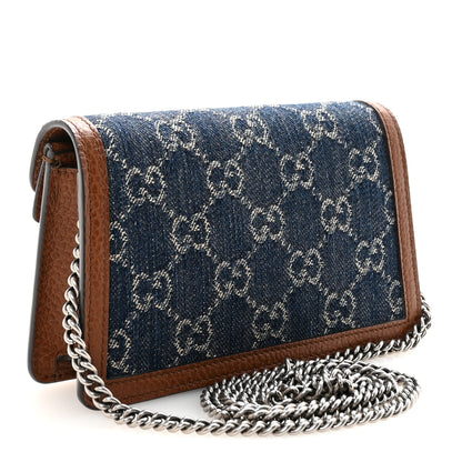 Gucci New Denim GG Monogram Dollar Calfskin Enamel Super Mini Dionysus Shoulder Bag Blue Tea Cuir Epilog Electric Blue 3 of 10