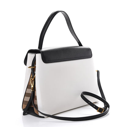 Burberry Derby Calfskin House Check Medium Camberley Chalk White Black 2 of 11