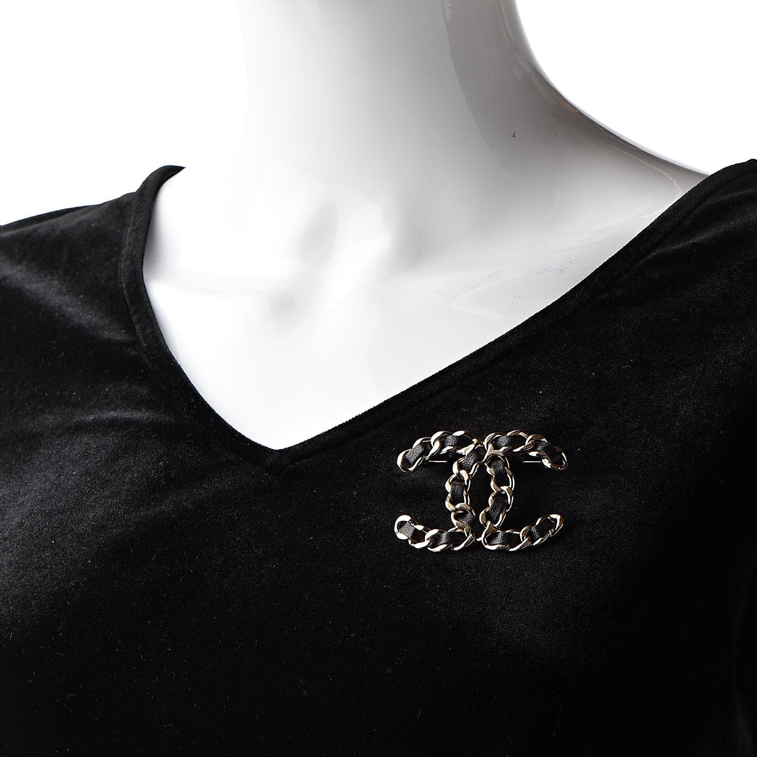 Chanel Lambskin Chain CC Brooch Black Gold 2 of 5