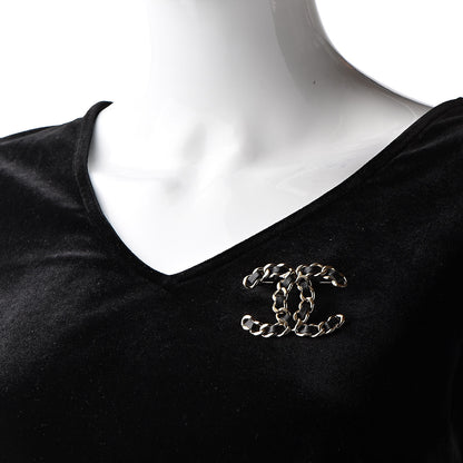 Chanel Lambskin Chain CC Brooch Black Gold 2 of 5