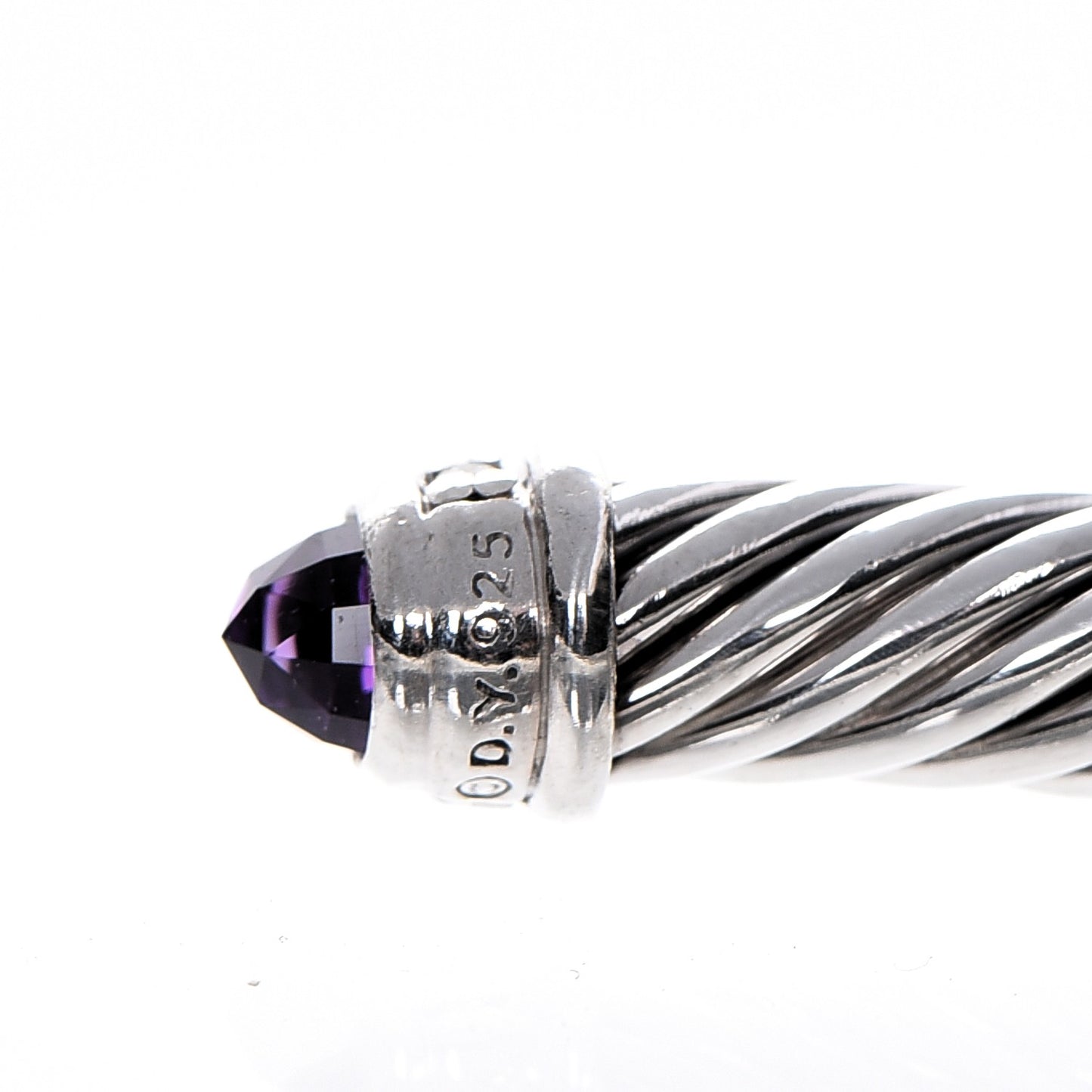 Sterling Silver Diamond Amethyst 5mm Cable Classics Bracelet