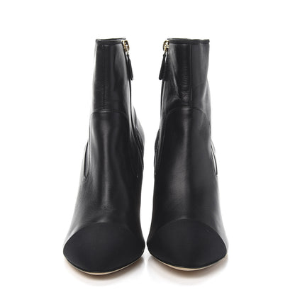 Chanel Lambskin Grosgrain CC Cap Toe Short Boots 39.5 Black 2 of 10