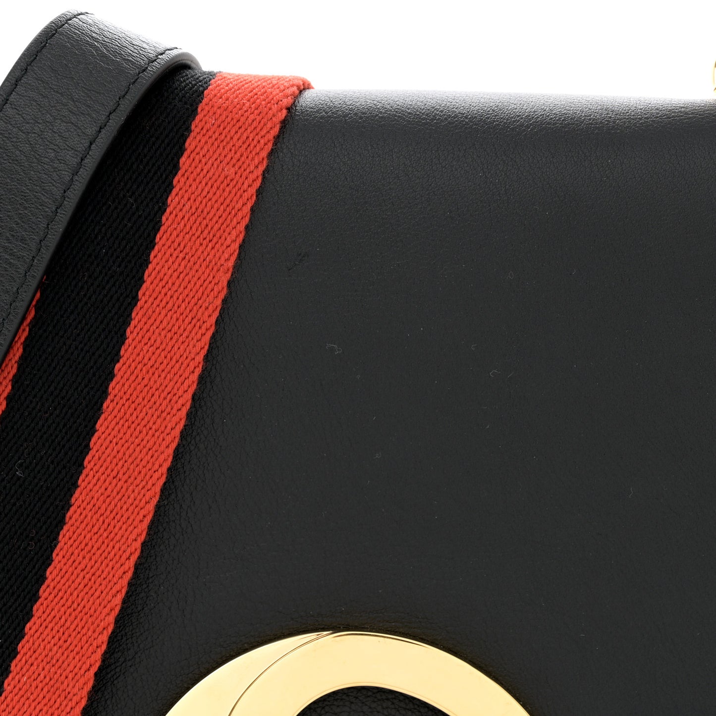 Roxy Calfskin Web Medium Studded Blondie Shoulder Flap Bag Black