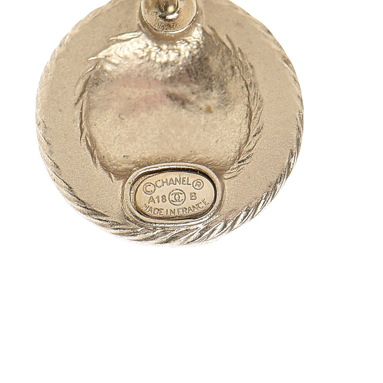 Chanel CC Quilted Round Earrings Gold Black 4 of 5