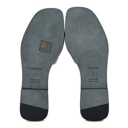 Hermes Box Calfskin Oran Sandals 37 Black 5 of 8