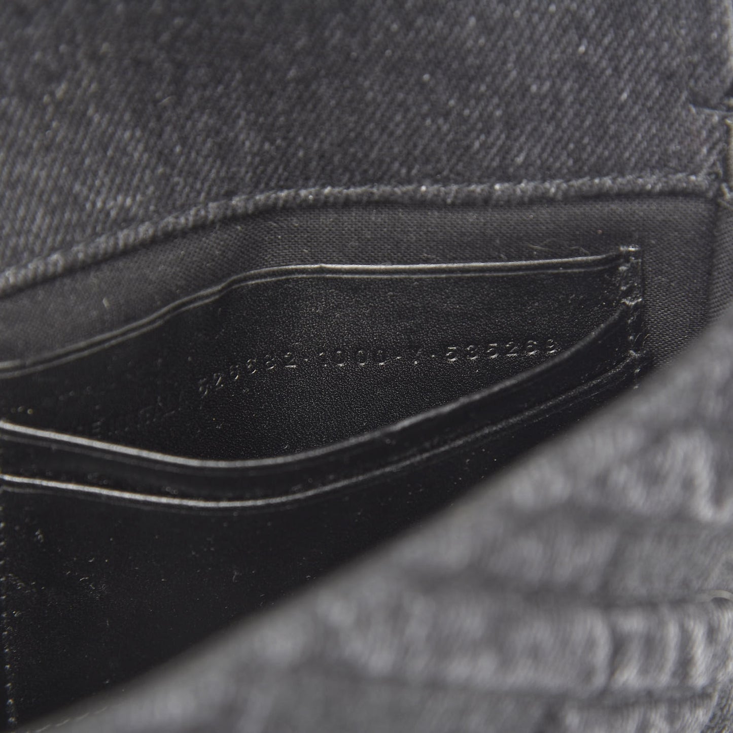 Destroyed Denim Jacquard Logo Matelasse BB Chain Wallet Black