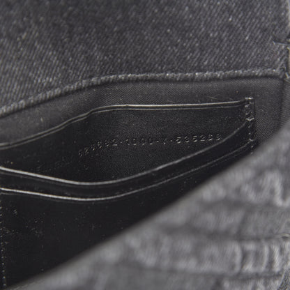 Balenciaga Destroyed Denim Jacquard Logo Matelasse BB Chain Wallet Black 6 of 9