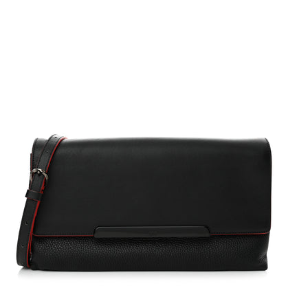 Christian Louboutin Calfskin Rougissime Flap Crossbody Clutch Black 1 of 12