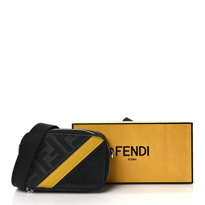 Fendi Glazed Fabric Vitello Cover Grace FF 1974 Diagonal Mini Camera Case Black Sunflower 10 of 10